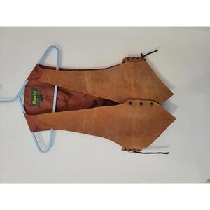 Vintage Brown Leather Vest with Side Lace-Up Detail
